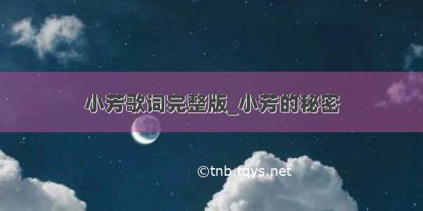 小芳歌词完整版_小芳的秘密