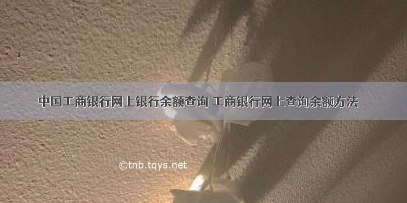 中国工商银行网上银行余额查询 工商银行网上查询余额方法