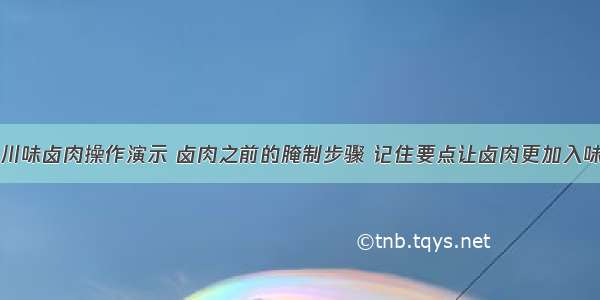 川味卤肉操作演示 卤肉之前的腌制步骤 记住要点让卤肉更加入味