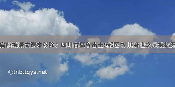 扁鹊被语文课本移除？四川古墓曾出土9部医书 其身世之谜被揭开