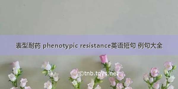 表型耐药 phenotypic resistance英语短句 例句大全