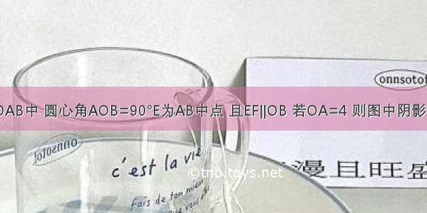 如图 扇形OAB中 圆心角AOB=90°E为AB中点 且EF‖OB 若OA=4 则图中阴影部分面积为