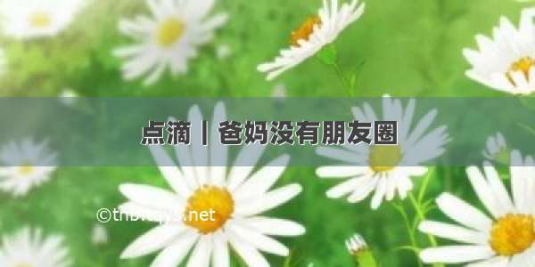 点滴｜爸妈没有朋友圈