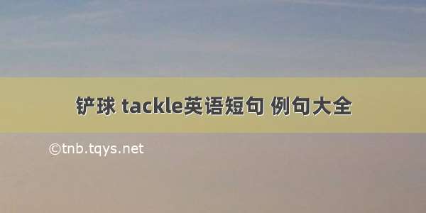 铲球 tackle英语短句 例句大全