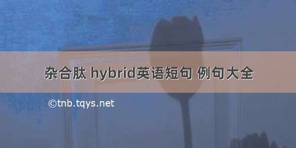 杂合肽 hybrid英语短句 例句大全