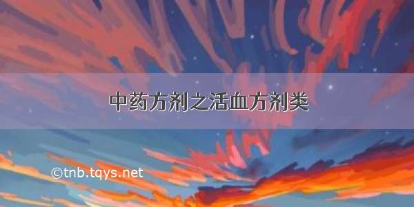 中药方剂之活血方剂类