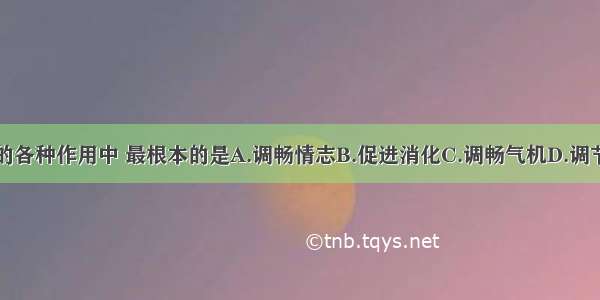 在肝主疏泄的各种作用中 最根本的是A.调畅情志B.促进消化C.调畅气机D.调节血量E.疏通