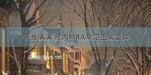 干货满满 颅内MRA常见正常变异