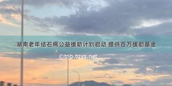 湖南老年结石病公益援助计划启动 提供百万援助基金