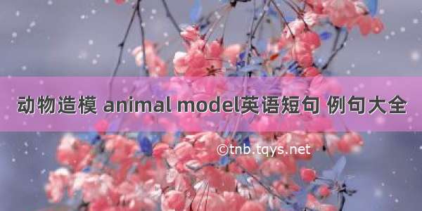 动物造模 animal model英语短句 例句大全