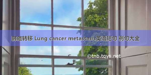 肺癌转移 Lung cancer metastasis英语短句 例句大全