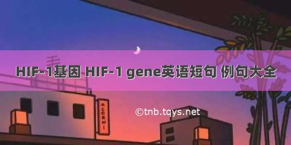 HIF-1基因 HIF-1 gene英语短句 例句大全
