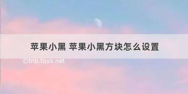 苹果小黑 苹果小黑方块怎么设置