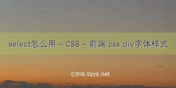 select怎么用 – CSS – 前端 css div字体样式