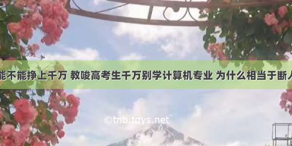 学计算机能不能挣上千万 教唆高考生千万别学计算机专业 为什么相当于断人前途？...