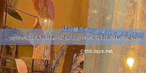 python实现表格分析与建模_python实现数据分析与建模