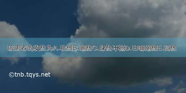 该患者的发热为A.壮热B.潮热C.身热不扬D.日晡潮热E.高热