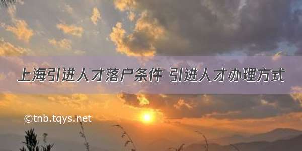 上海引进人才落户条件 引进人才办理方式