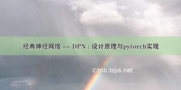 经典神经网络 -- DPN : 设计原理与pytorch实现