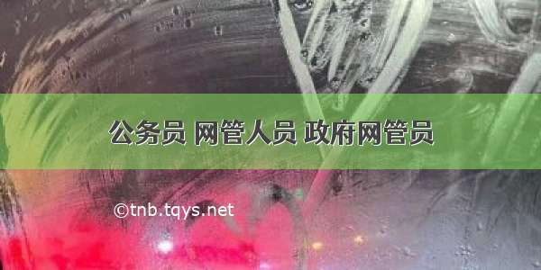 公务员 网管人员 政府网管员