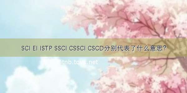 SCI EI ISTP SSCI CSSCI CSCD分别代表了什么意思？