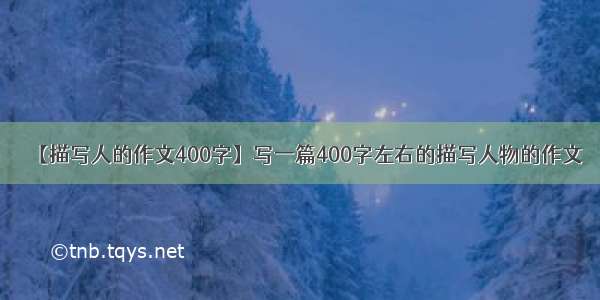 【描写人的作文400字】写一篇400字左右的描写人物的作文