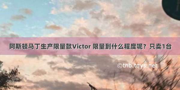 阿斯顿马丁生产限量款Victor 限量到什么程度呢？只卖1台