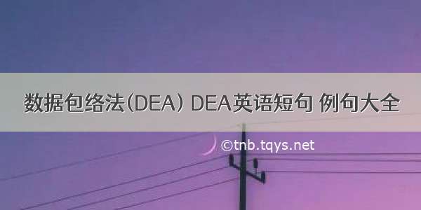 数据包络法(DEA) DEA英语短句 例句大全