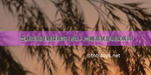 血糖高就是糖尿病吗 老年人血糖高就是糖尿病吗