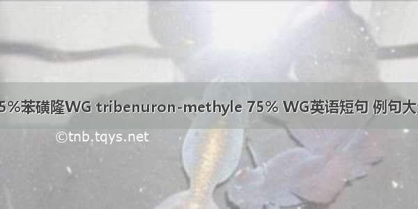 75%苯磺隆WG tribenuron-methyle 75% WG英语短句 例句大全