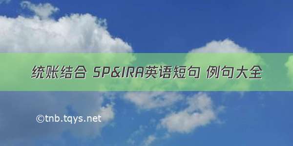 统账结合 SP&IRA英语短句 例句大全