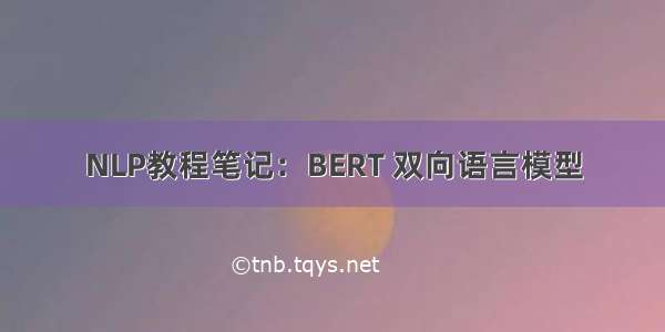 NLP教程笔记：BERT 双向语言模型