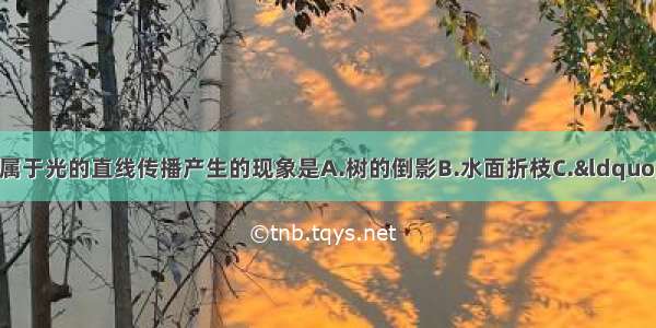 如图所示的现象中 属于光的直线传播产生的现象是A.树的倒影B.水面折枝C.“手影”艺术