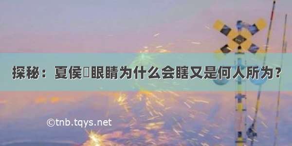 探秘：夏侯惇眼睛为什么会瞎又是何人所为？