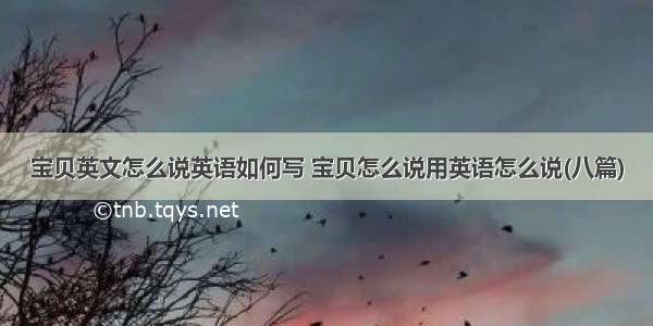 宝贝英文怎么说英语如何写 宝贝怎么说用英语怎么说(八篇)