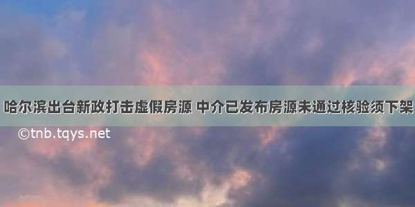 哈尔滨出台新政打击虚假房源 中介已发布房源未通过核验须下架