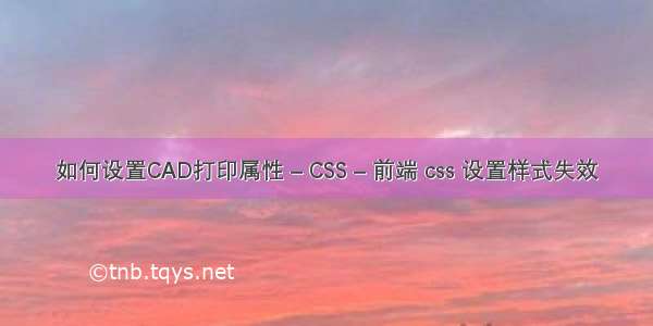 如何设置CAD打印属性 – CSS – 前端 css 设置样式失效