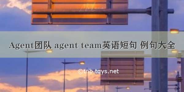 Agent团队 agent team英语短句 例句大全