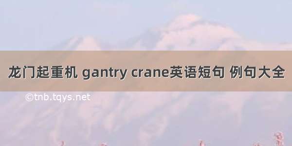 龙门起重机 gantry crane英语短句 例句大全