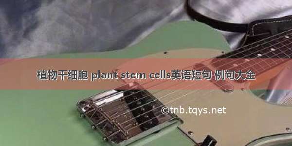 植物干细胞 plant stem cells英语短句 例句大全