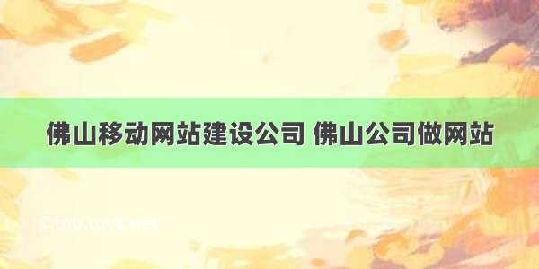 佛山移动网站建设公司 佛山公司做网站