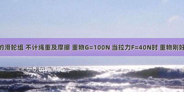 如图所示的滑轮组 不计绳重及摩擦 重物G=100N 当拉力F=40N时 重物刚好匀速上升 