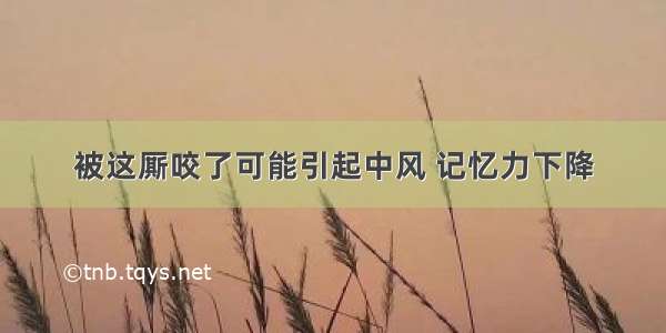 被这厮咬了可能引起中风 记忆力下降