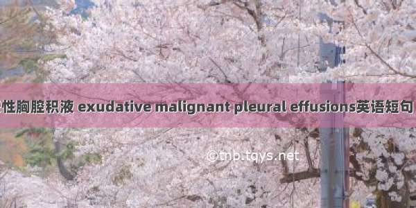 渗出性恶性胸腔积液 exudative malignant pleural effusions英语短句 例句大全