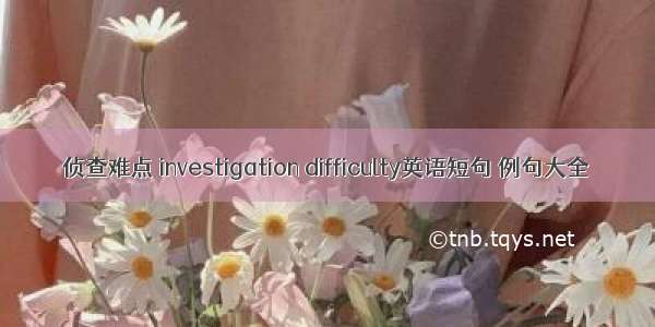 侦查难点 investigation difficulty英语短句 例句大全