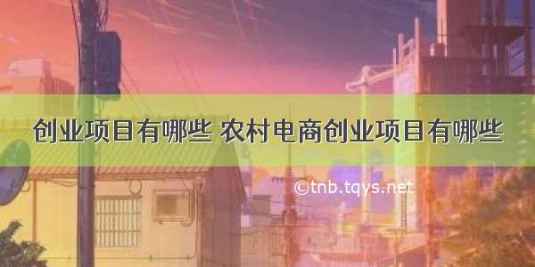 创业项目有哪些 农村电商创业项目有哪些