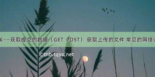 后端——获取提交的数据（GET  POST） 获取上传的文件 常见的网络请求