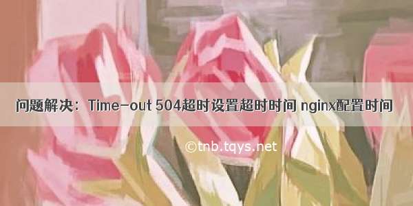 问题解决：Time-out 504超时设置超时时间 nginx配置时间