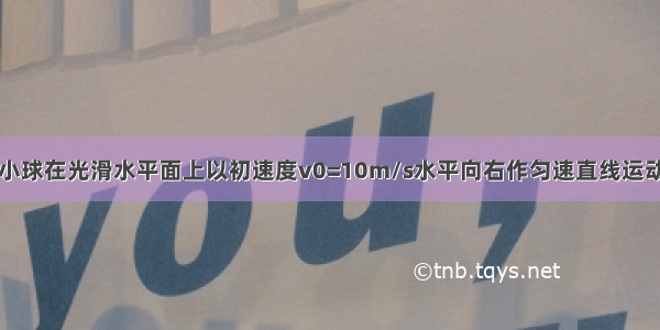 如图所示 一小球在光滑水平面上以初速度v0=10m/s水平向右作匀速直线运动 在某一时刻