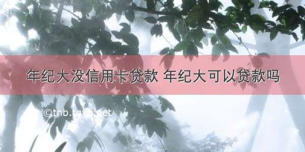 年纪大没信用卡贷款 年纪大可以贷款吗